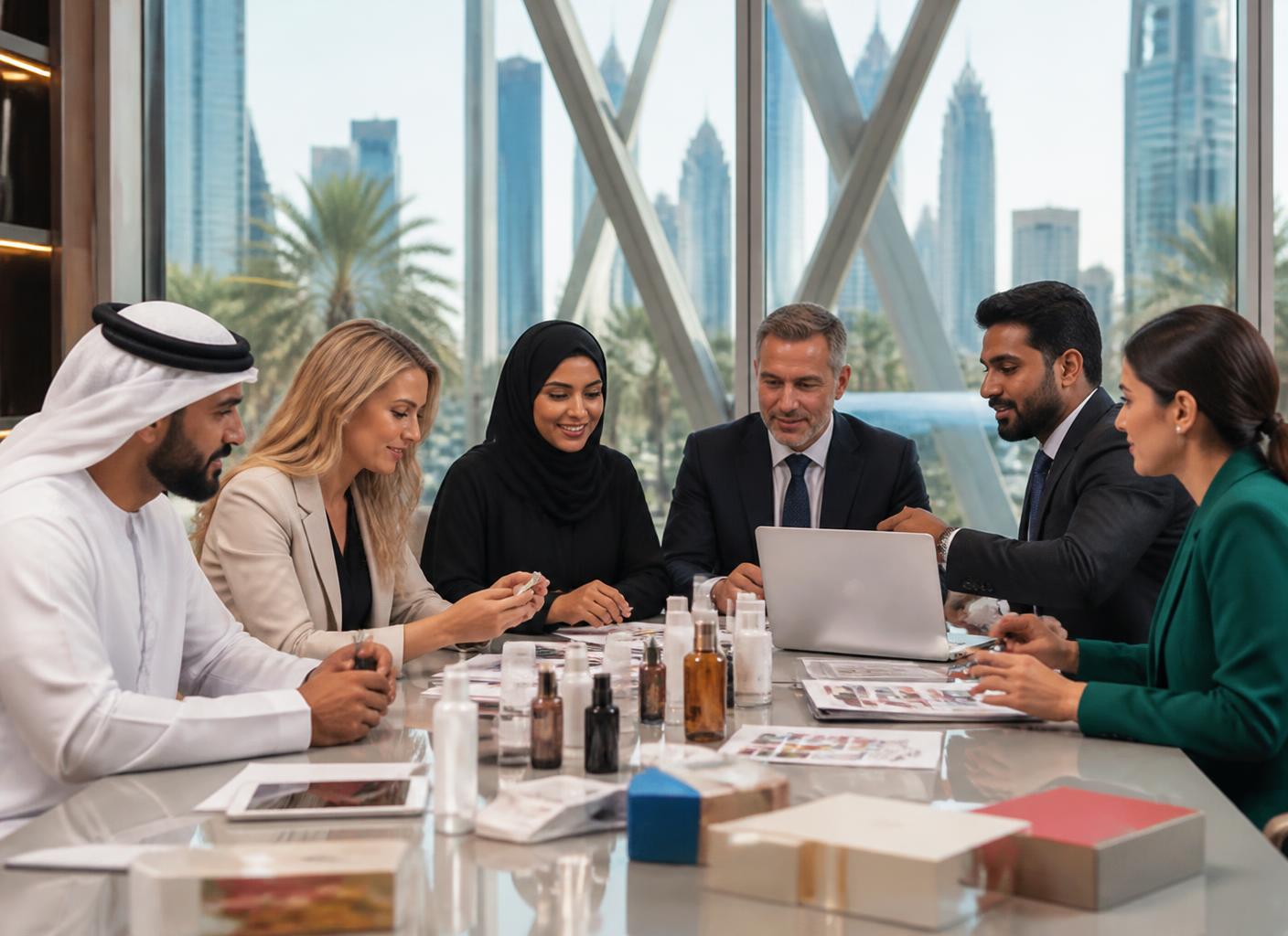 Équipe DXB Sourcing en réunion avec des partenaires logistiques